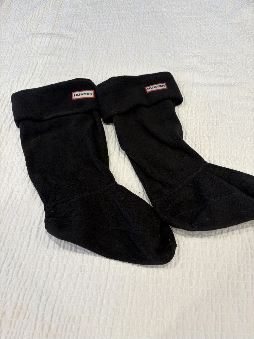 Hunter Medium Length Black Fleece Boot Sock Liners with Logo
Size M